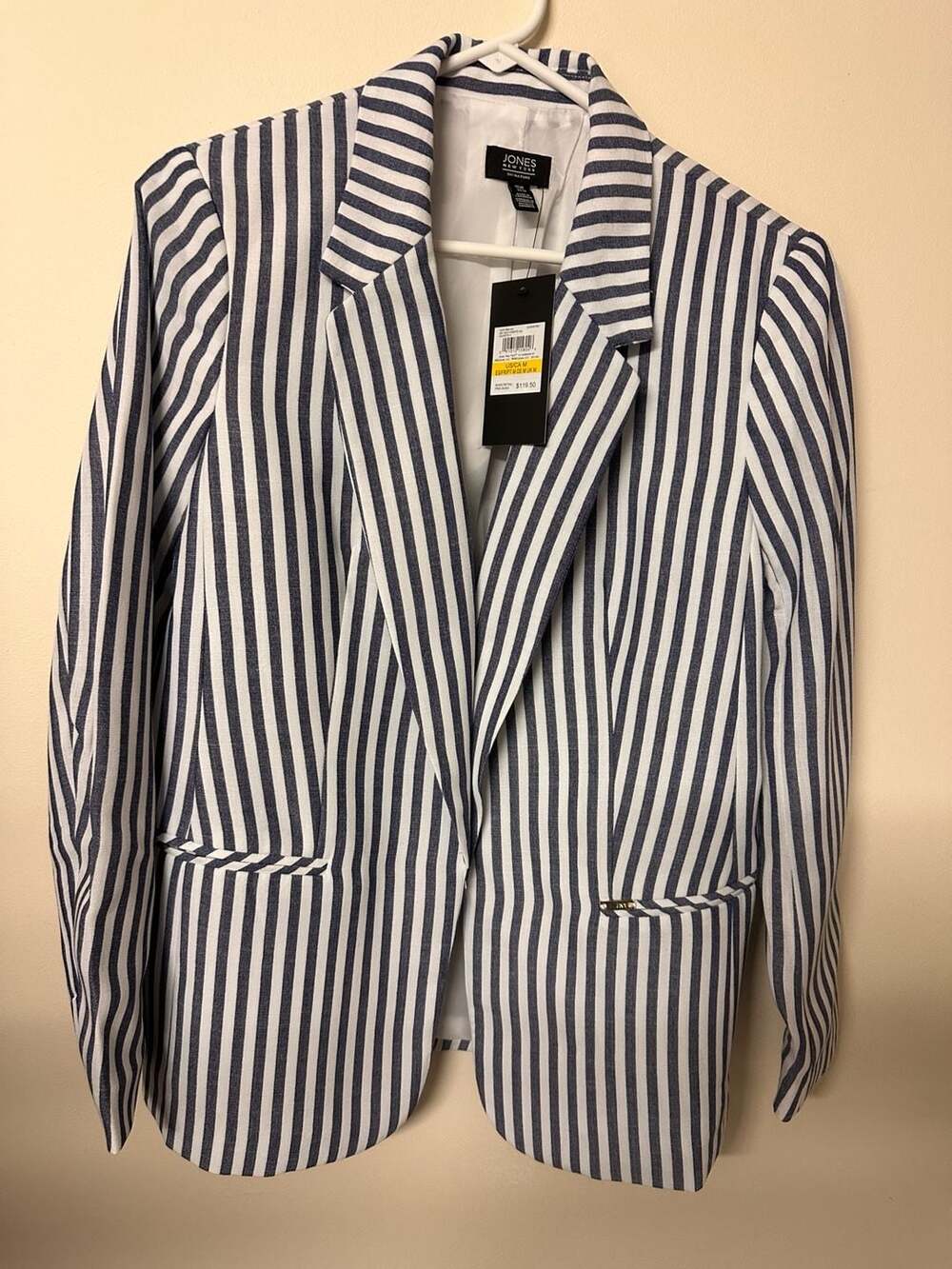Jones New York Signature Navy White Striped Blazer Jacket Size M New with Tags